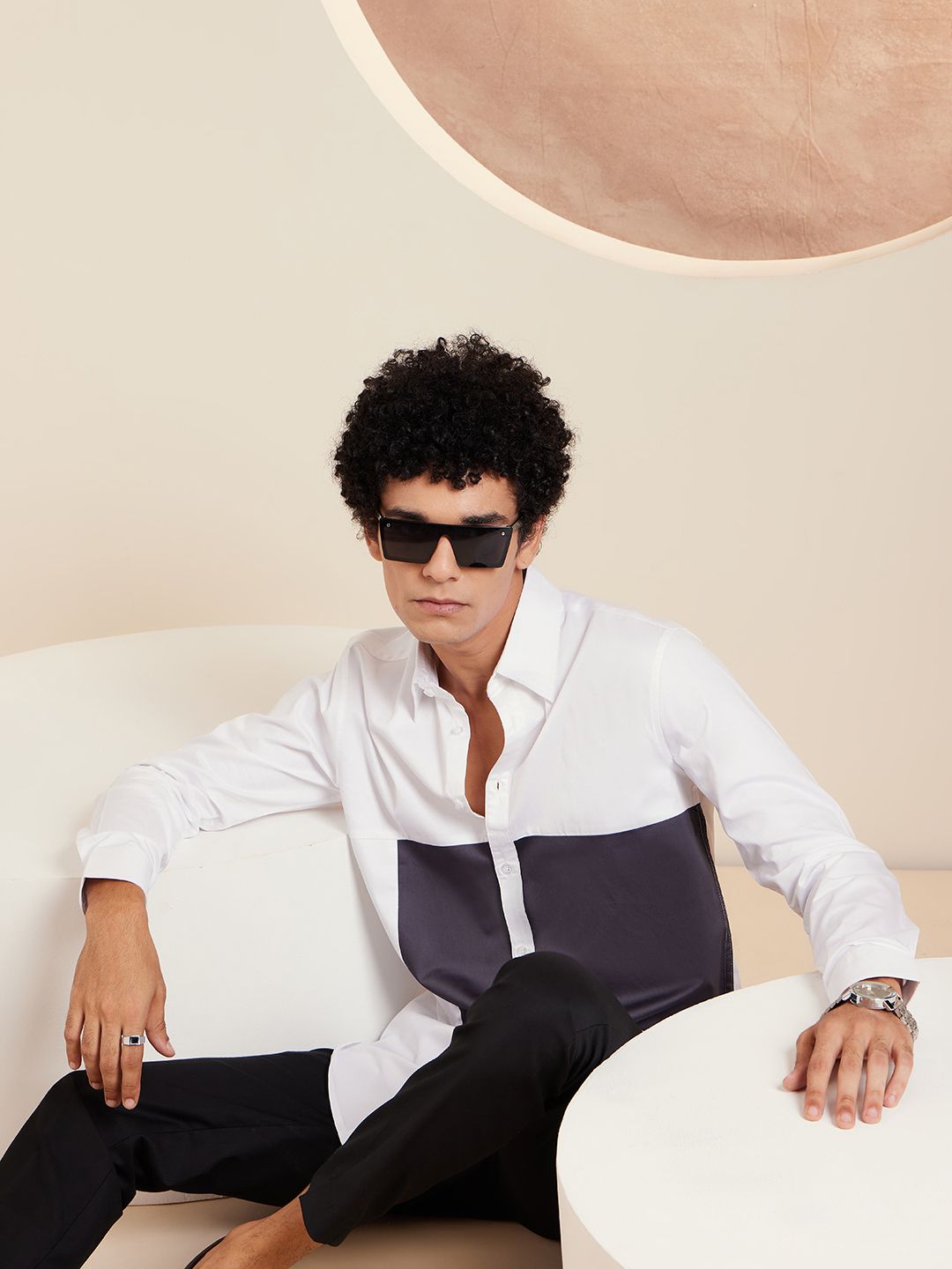 DENNISON Smart Colourblocked Cotton Casual Shirt