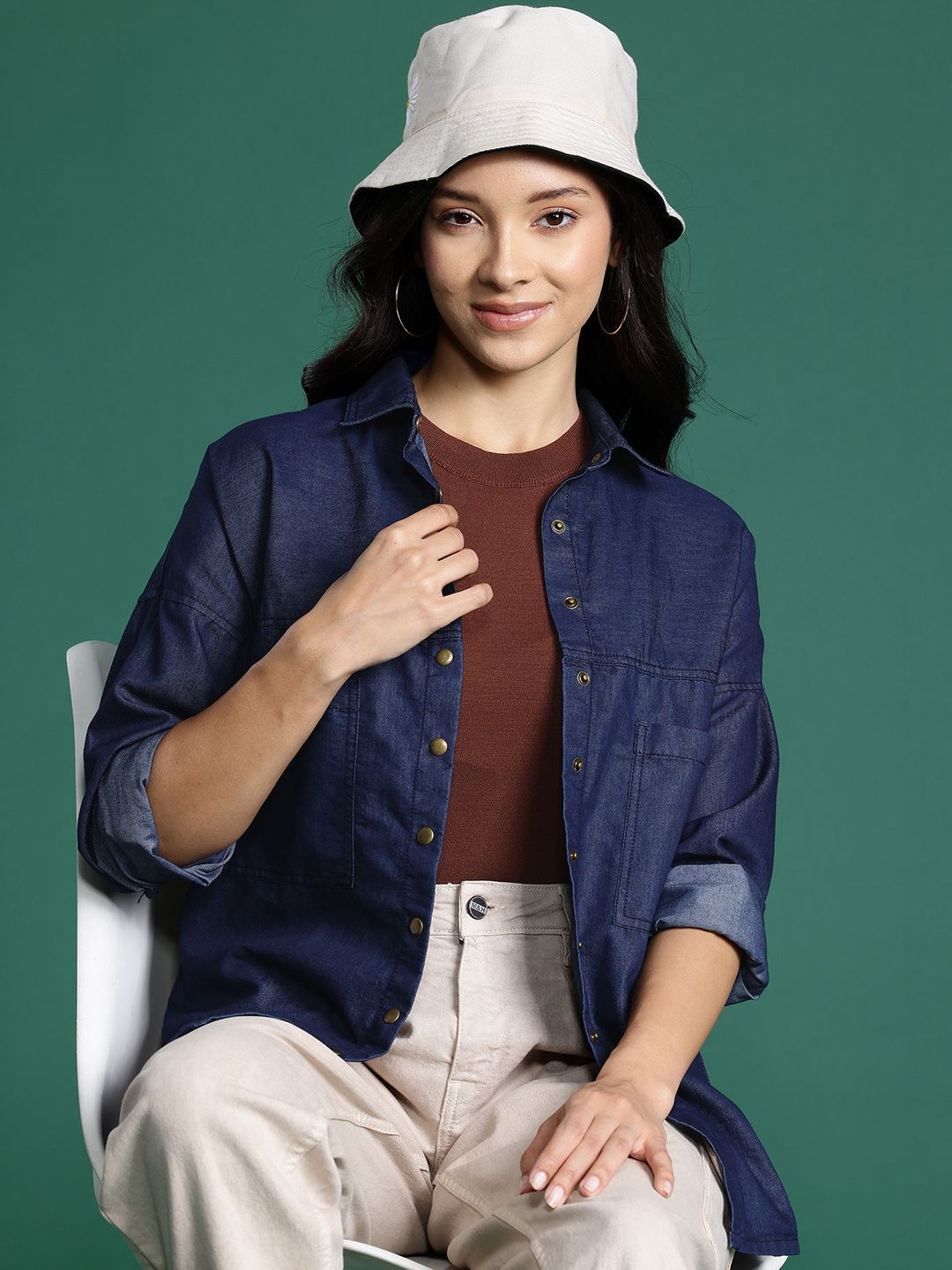 DressBerry Longline Chambray Casual Shirt