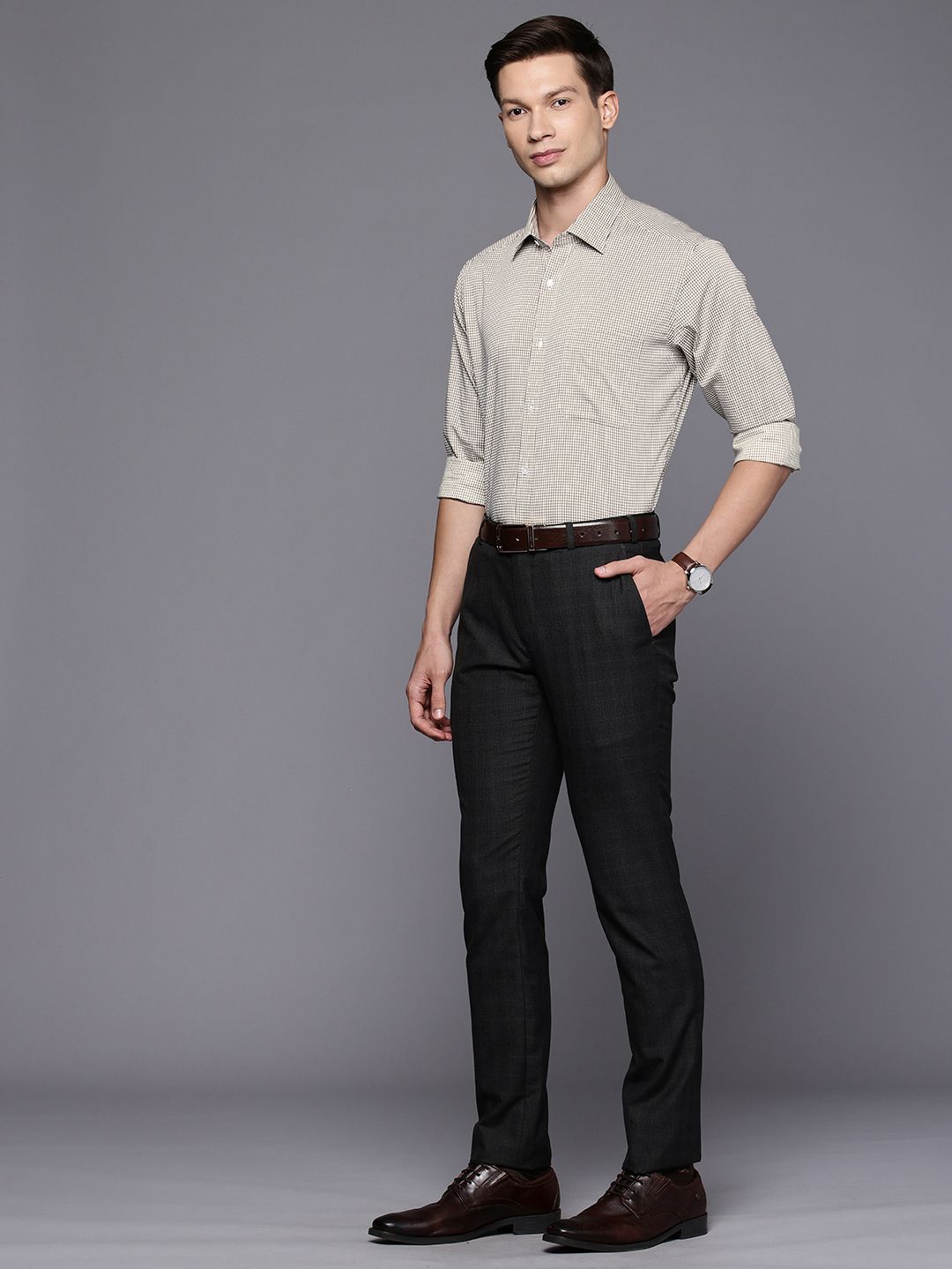 Raymond Slim Fit Checked Pure Cotton Formal Shirt