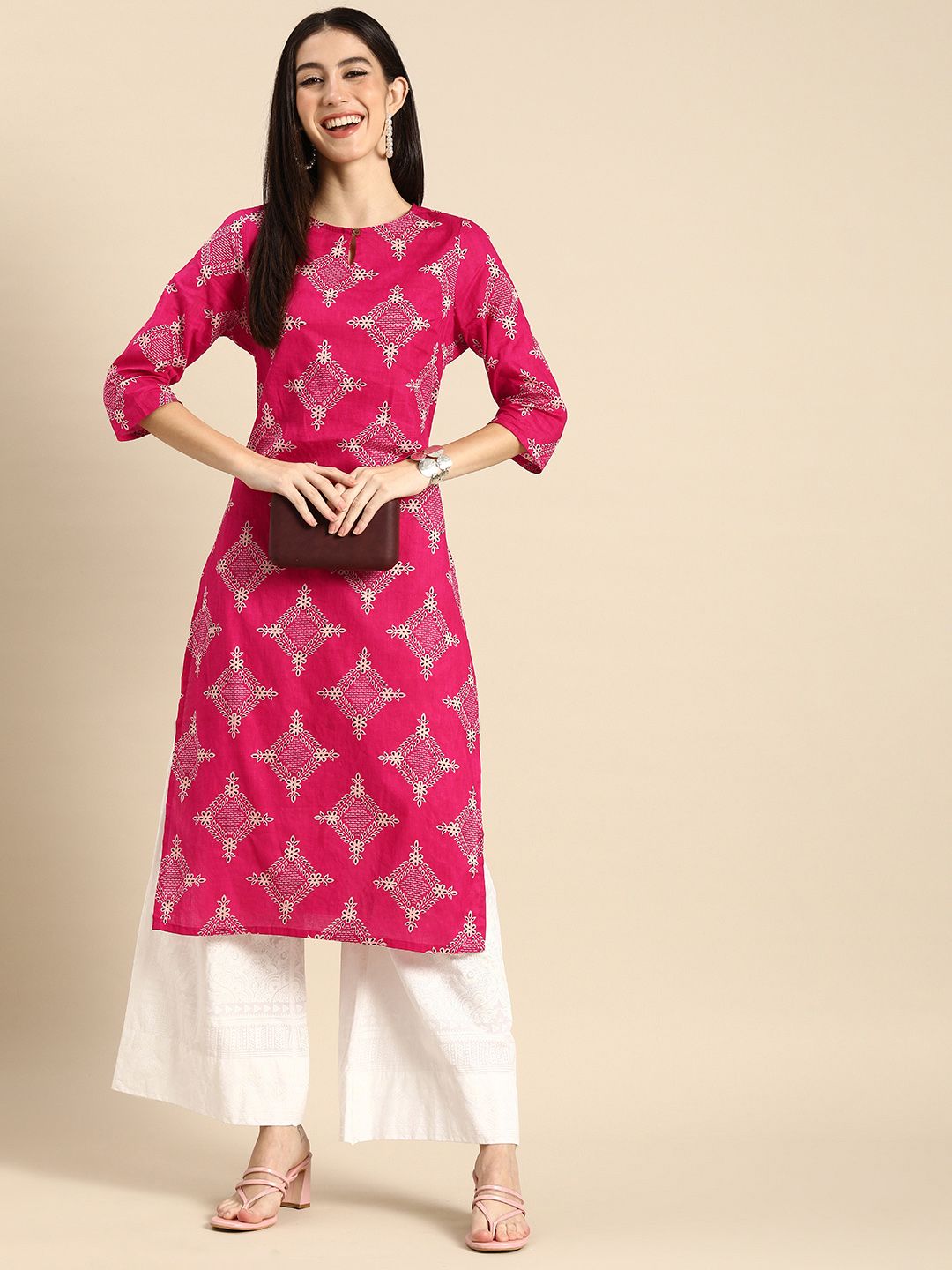 Anouk Women Pink Ethnic Motifs Printed Kurta