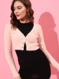STREET 9 Women Peach-Coloured Crop Cardigan