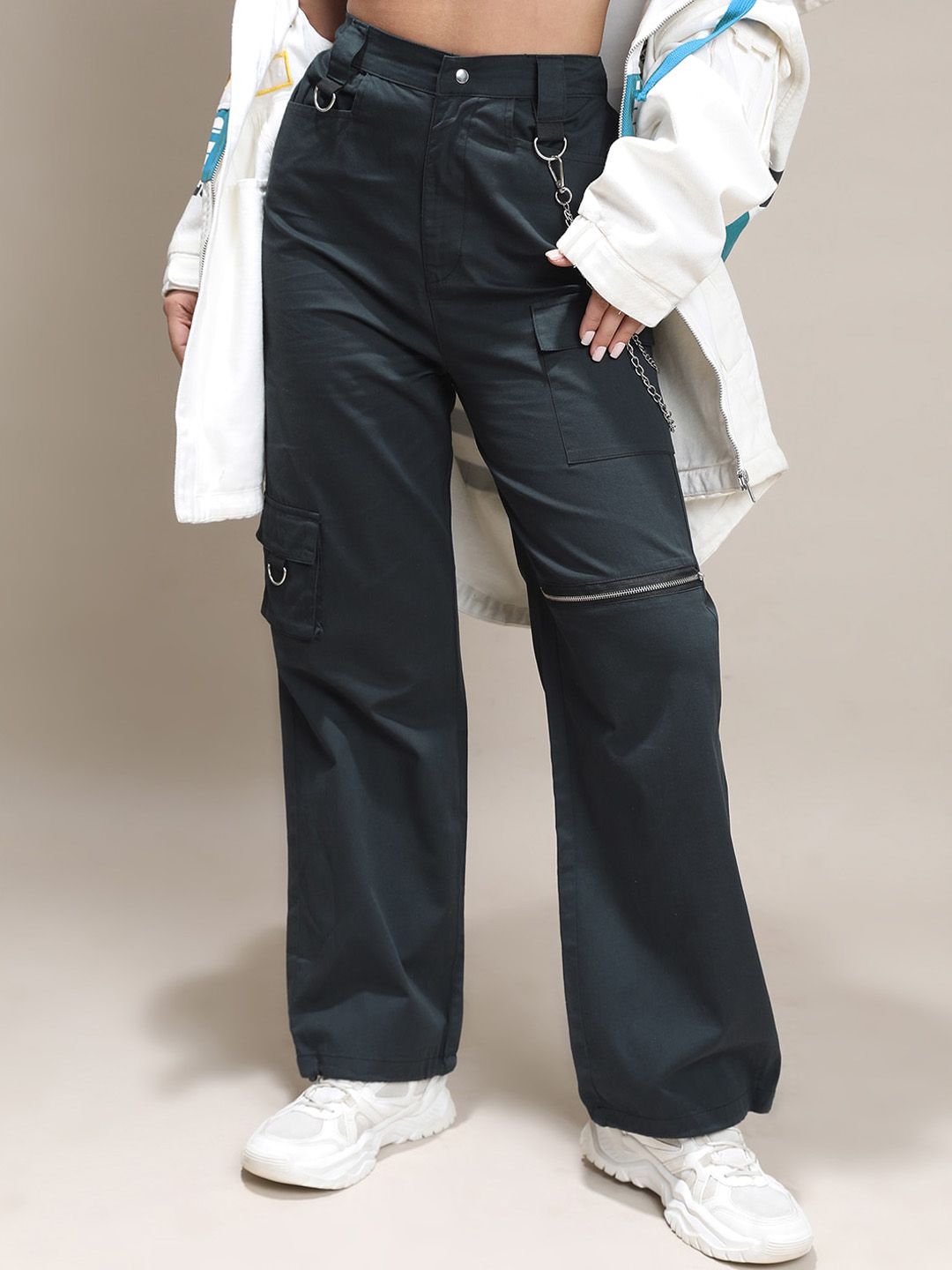 Tokyo Talkies Women High-Rise Cargos Trousers