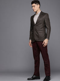 Raymond Men Brown Solid Slim Fit Single Breasted Formal Blazer