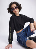 DressBerry Printed Sleeves Cropped Sweatshirt