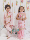 pspeaches Girls Pink Floral Printed Kurti with Sharara & With Dupatta