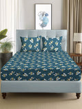 Story@home Arena Grey & Yellow Floral Printed 180 TC Queen Bedsheet & 2 Pillow Covers