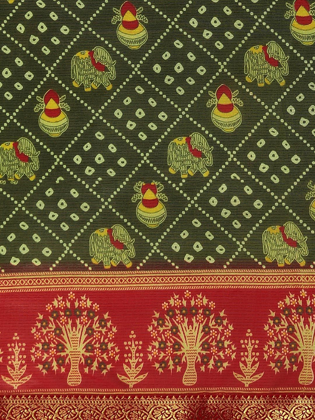 KALINI Bandhani Zari Pure Georgette Bandhani Saree