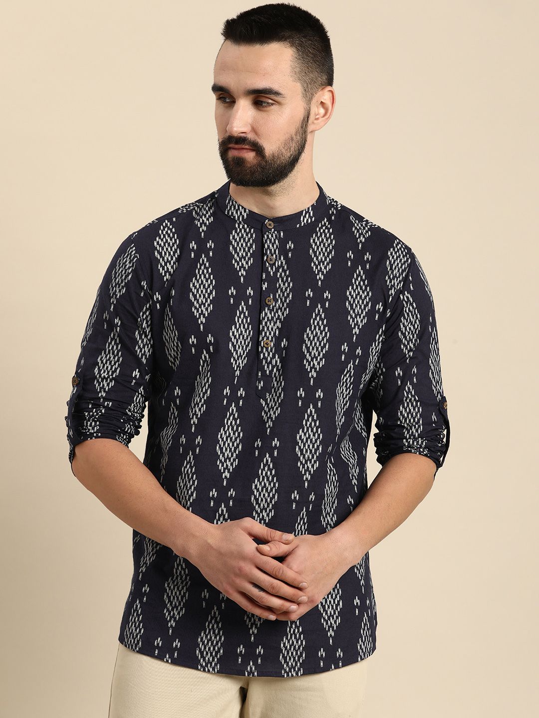 Anouk Men Ethnic Motifs Printed Block Print Short Kurta
