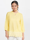 Global Desi Keyhole Neck Embroidered Top