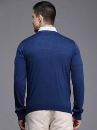 Raymond Men Blue & Grey Checked Pullover