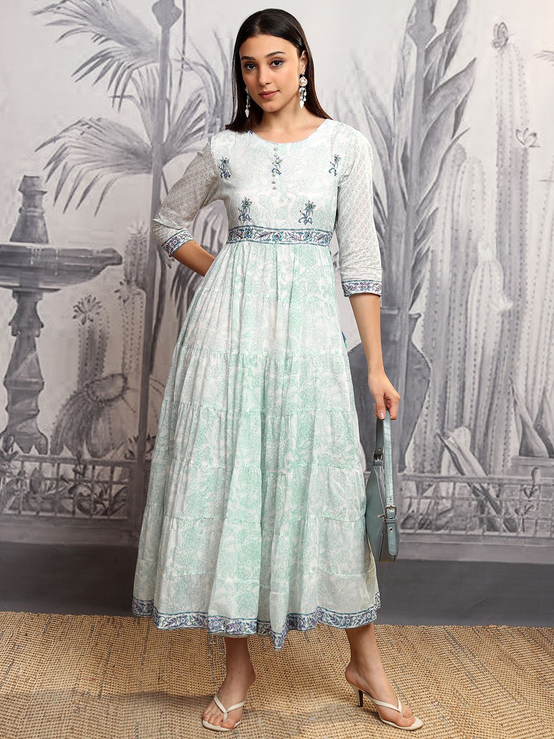 Vishudh Ethnic Motifs Print Maxi Dress