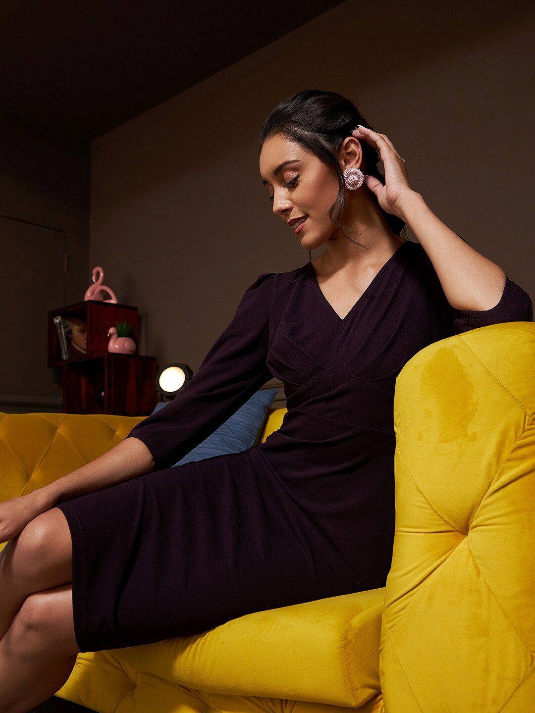 Athena Burgundy Scuba Formal Sheath Dress