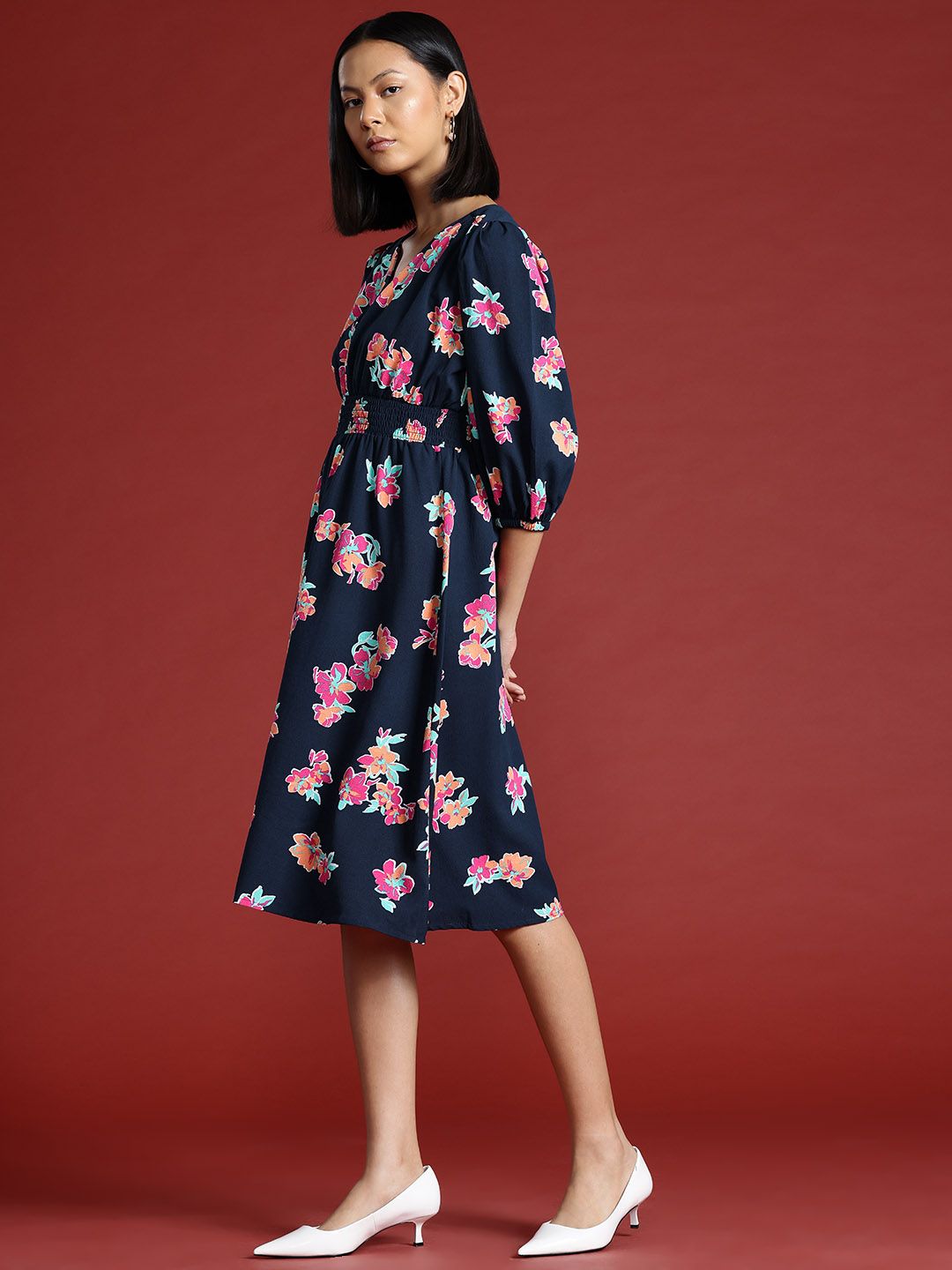 all about you Floral Printed Midi Fit & Flare Dress