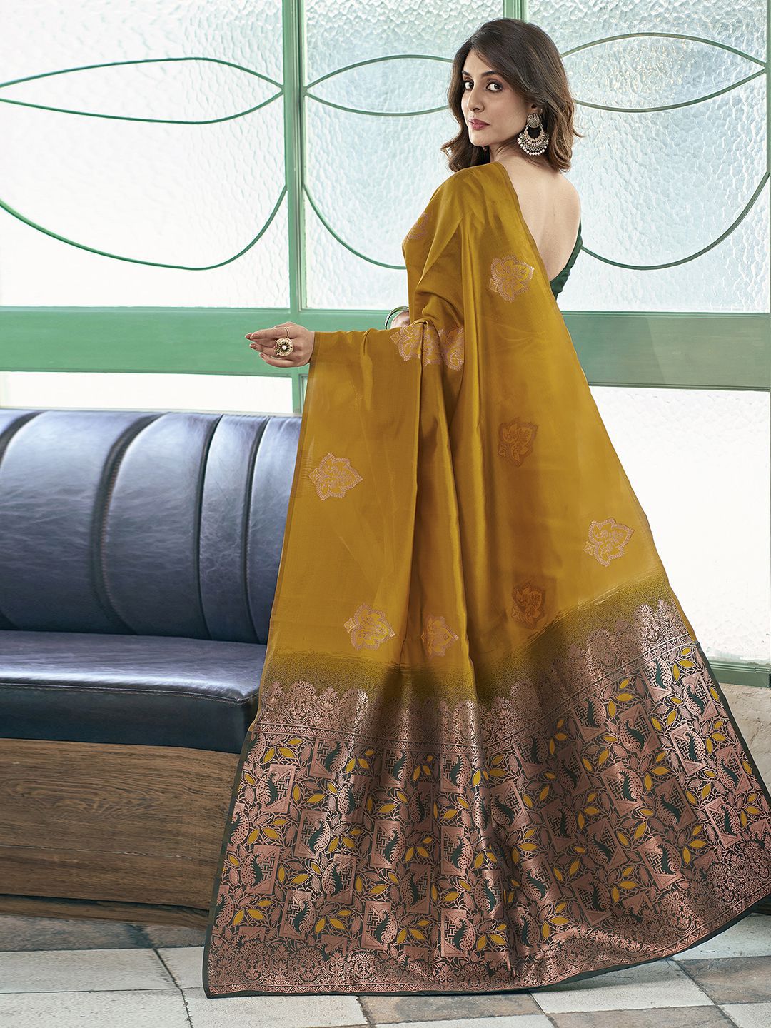 KALINI Floral Zari Silk Blend Saree