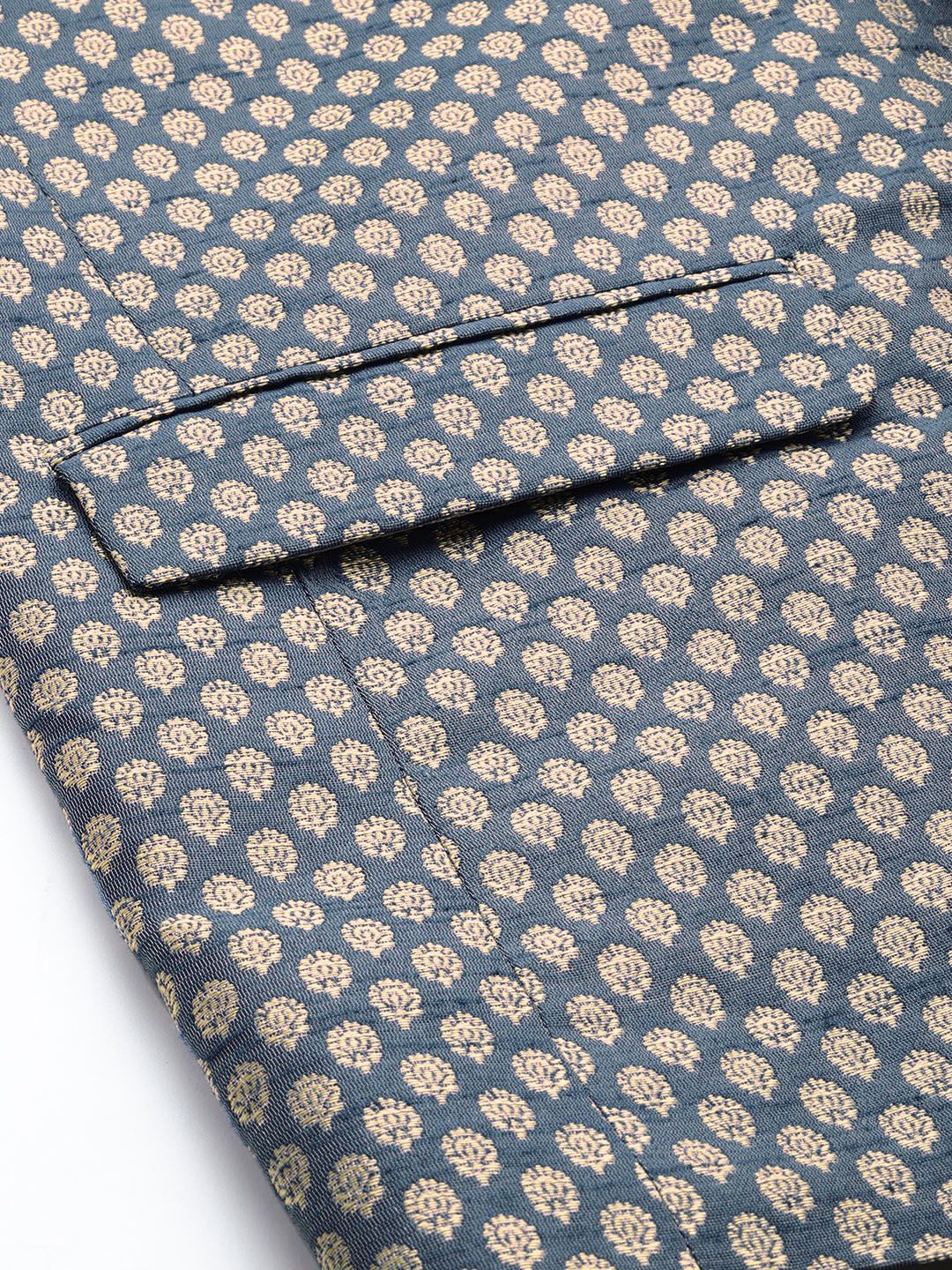 House of Pataudi Woven Design Ethnic Motifs Jashn Bandhgala Blazer