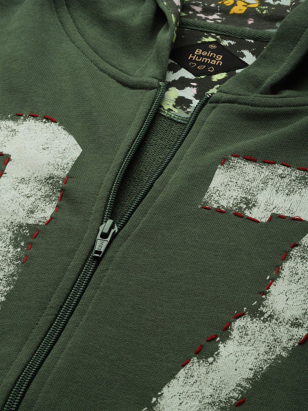 Being Human Printed Pure Cotton Hooded Sweatshirt