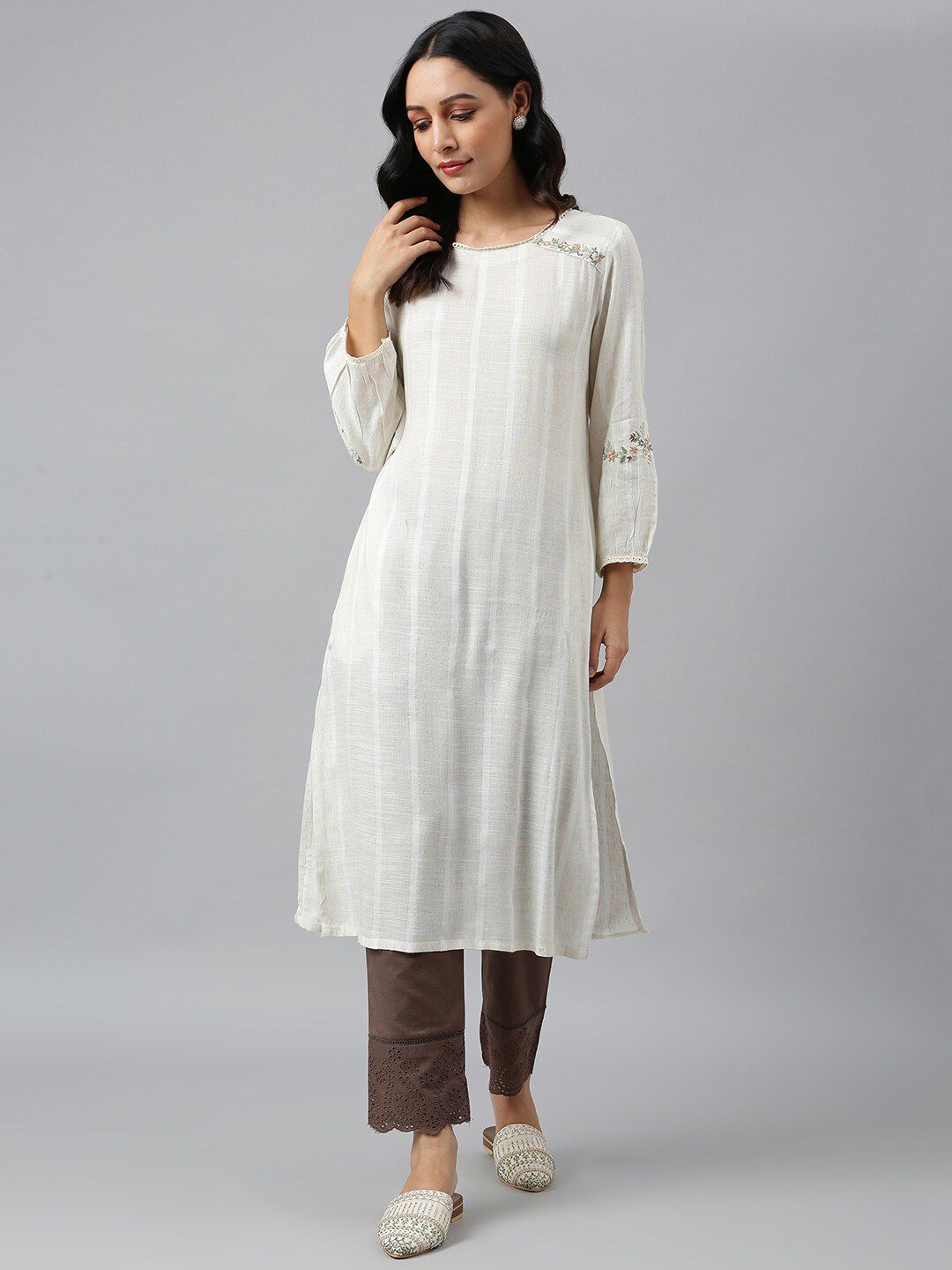 W Striped Cotton Kurta with Trousers