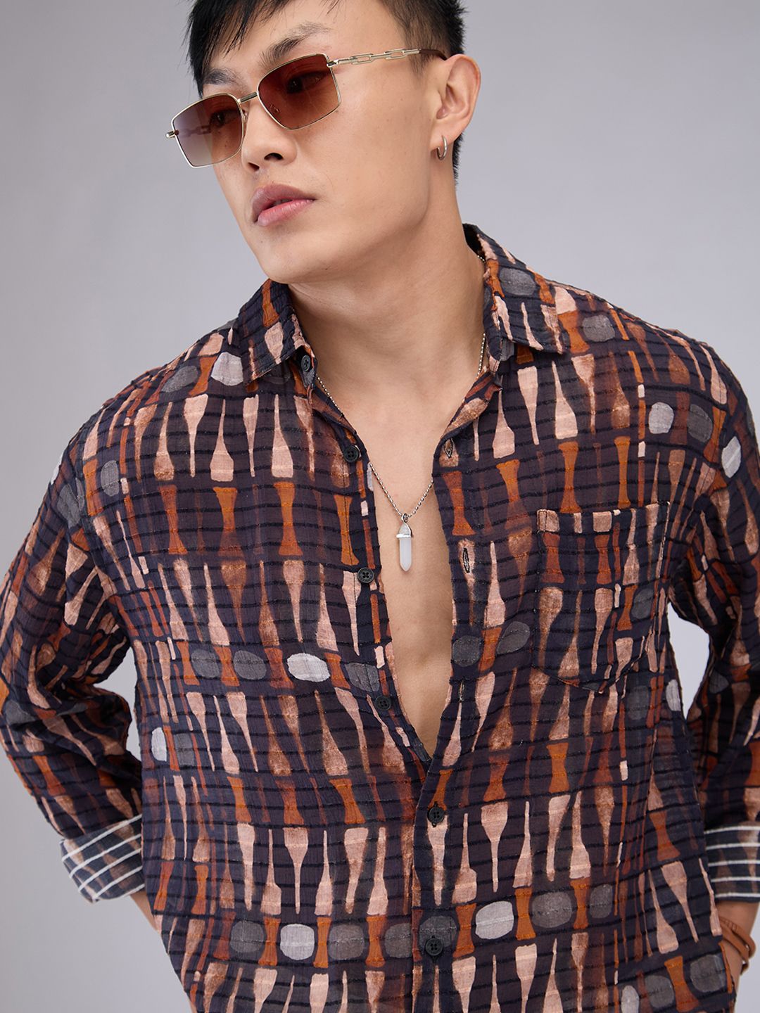 VASTRADO Men Classic Slim Fit Opaque Printed Casual Shirt