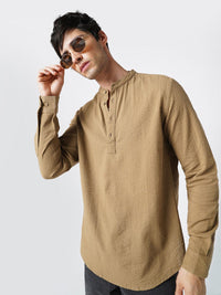 VASTRADO Band Collar Seersucker Cotton Kurta
