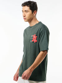 Bewakoof Air 1.0 Men Grey Sakura Graphic Printed Oversized T-shirt