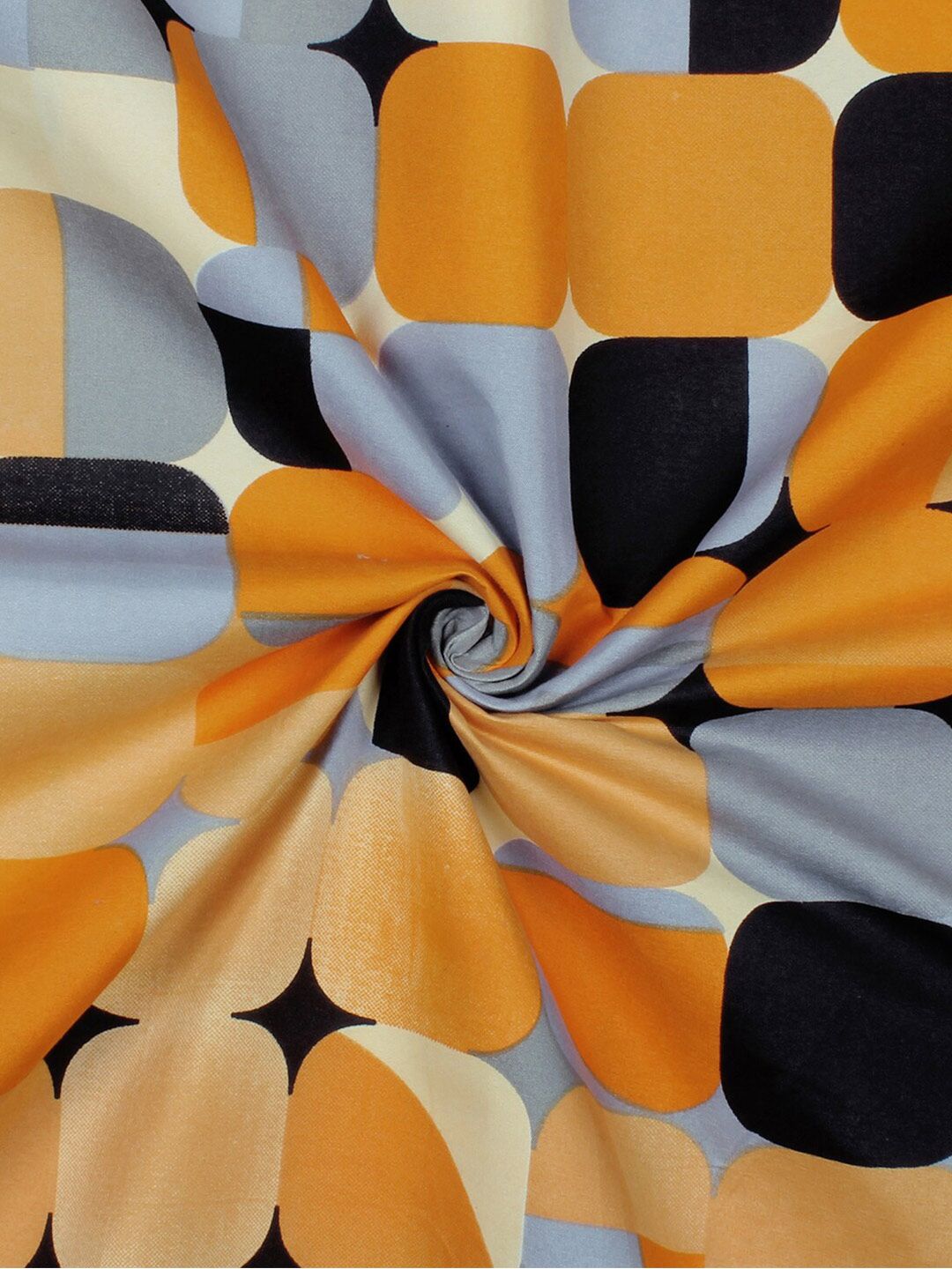 Story@home Orange & White Geometric Microfiber 180 TC Single Bedsheet With 1 Pillow Cover