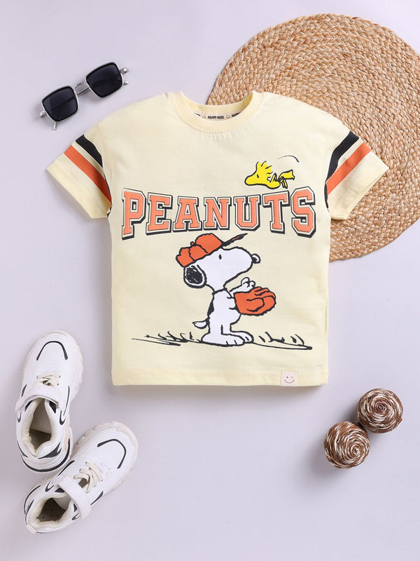 Happy Faces Boys Peanuts Printed Pure Cotton T-shirt