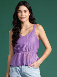 DressBerry Self-Designed Lace Inserted Cinched Waist Top