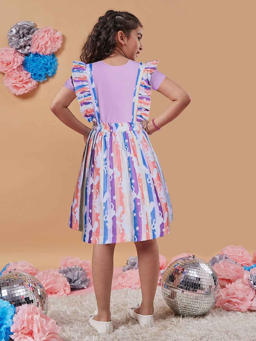 pspeaches Girls Abstract Printed T-shirt with Skirt