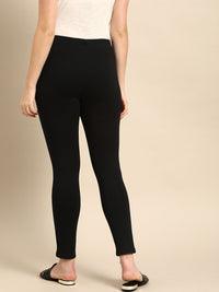 ether Women Black Solid Skinny Fit Treggings