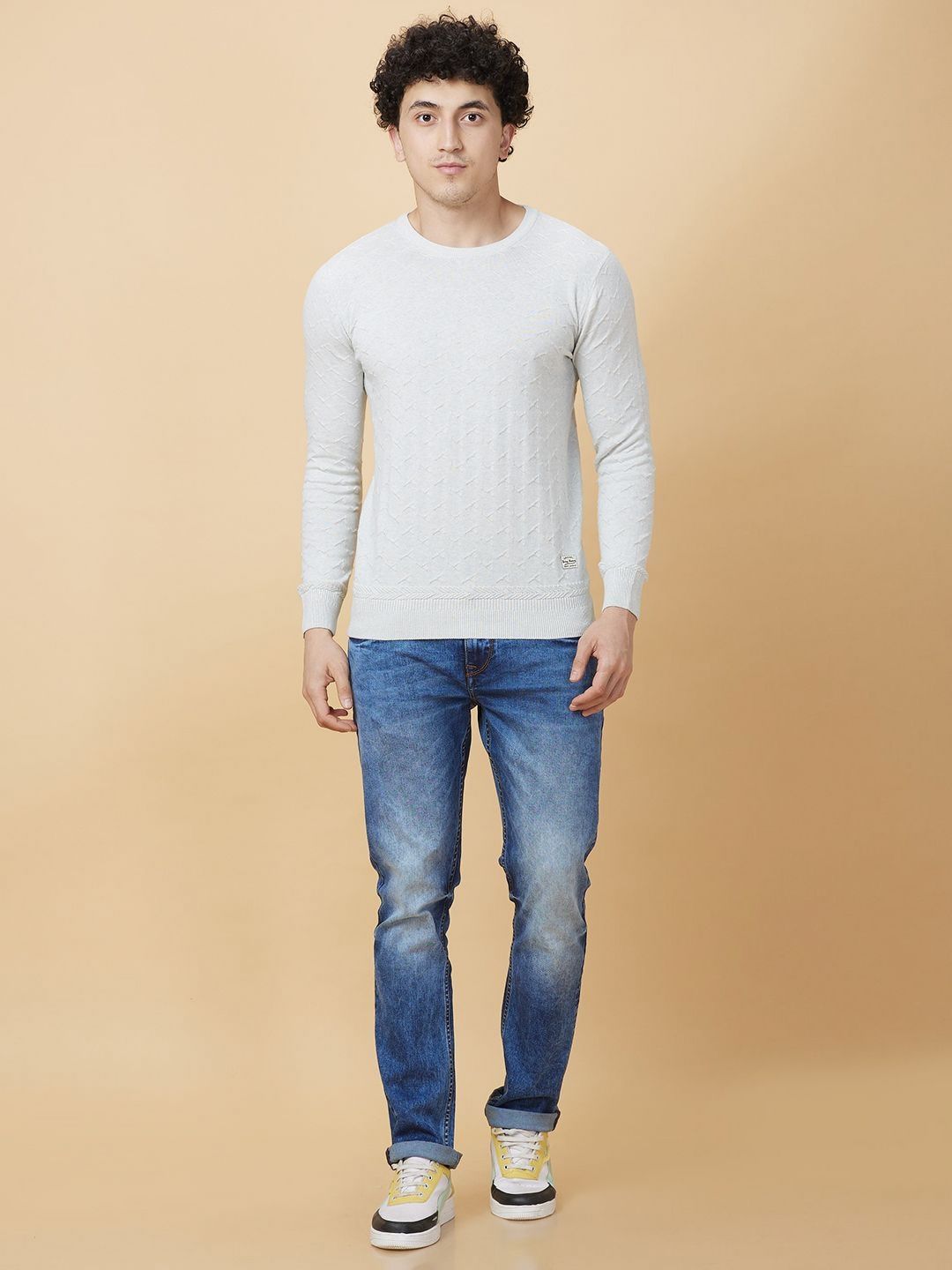 Being Human Men Henley Neck Pure Cotton Raw Edge T-shirt