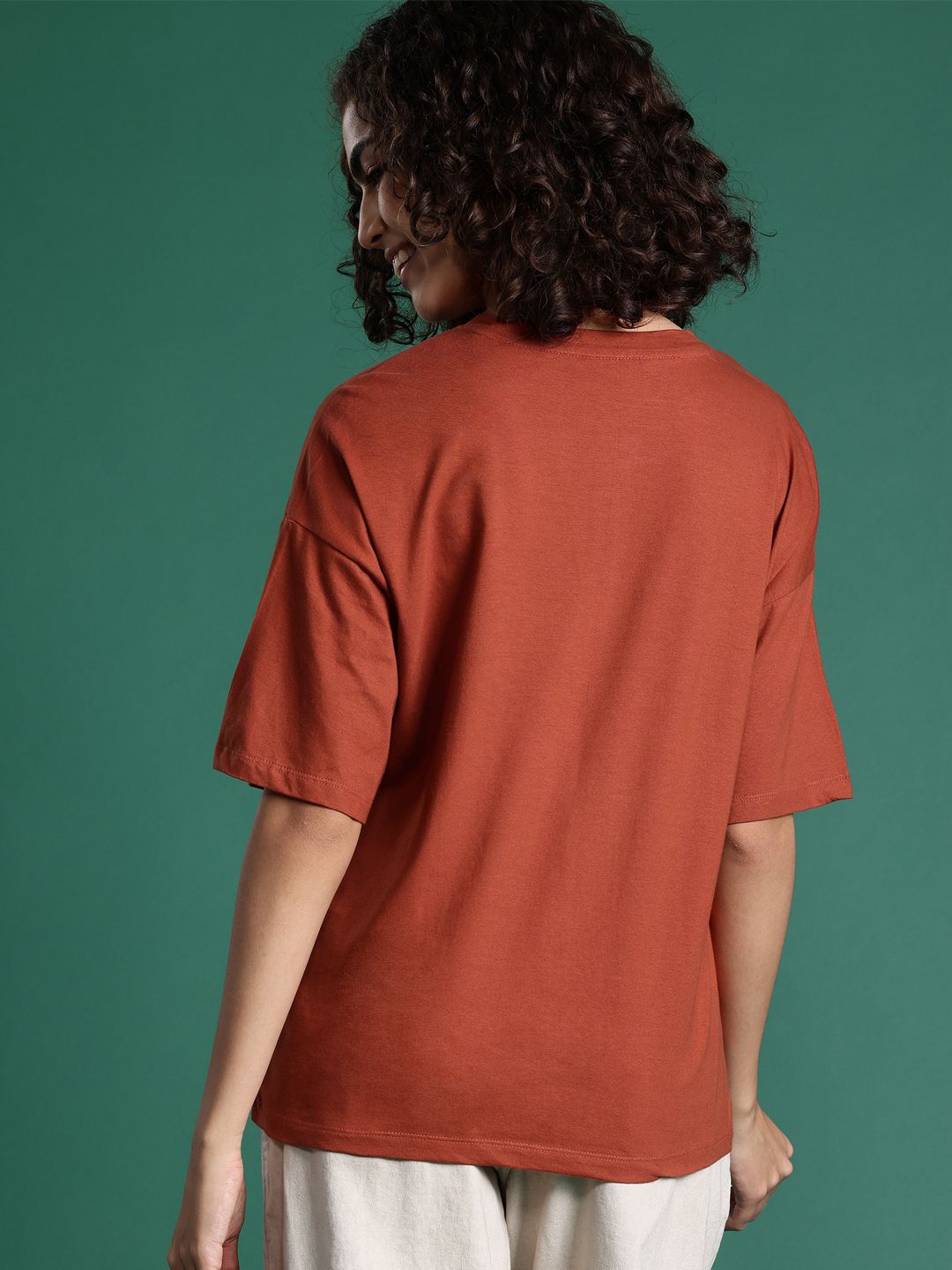 DressBerry Graphic Printed Drop-Shoulder Sleeve T-shirt