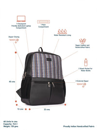 ZOUK Bombay Houndstooth Printed Backpack with Compression Straps Up to 16 inch