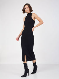 SASSAFRAS High Neck Sleeveless Midi Sheath Dress