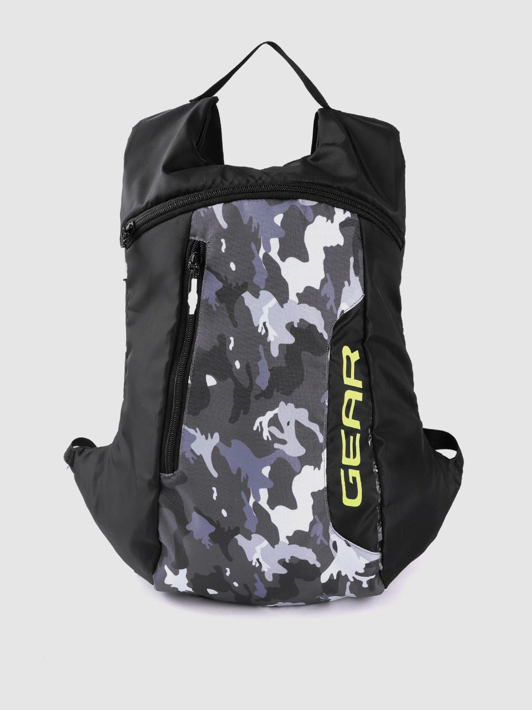 Gear Unisex Black & Grey Camouflage & Brand Logo Print Backpack