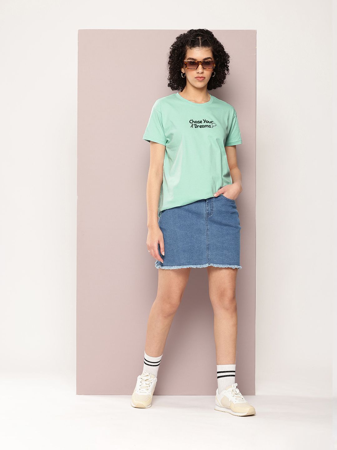 DILLINGER Women Typography Printed Embossed Oversized T-shirt