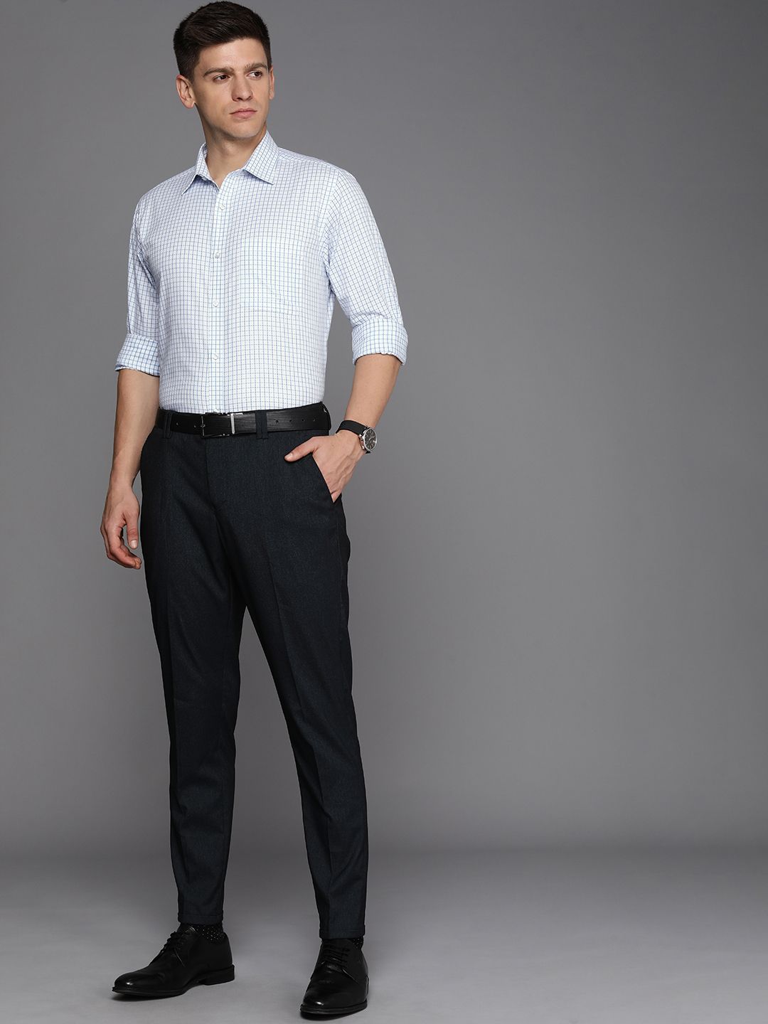 Raymond Pure Cotton bertekstur Slim Fit Otmal Shirt
