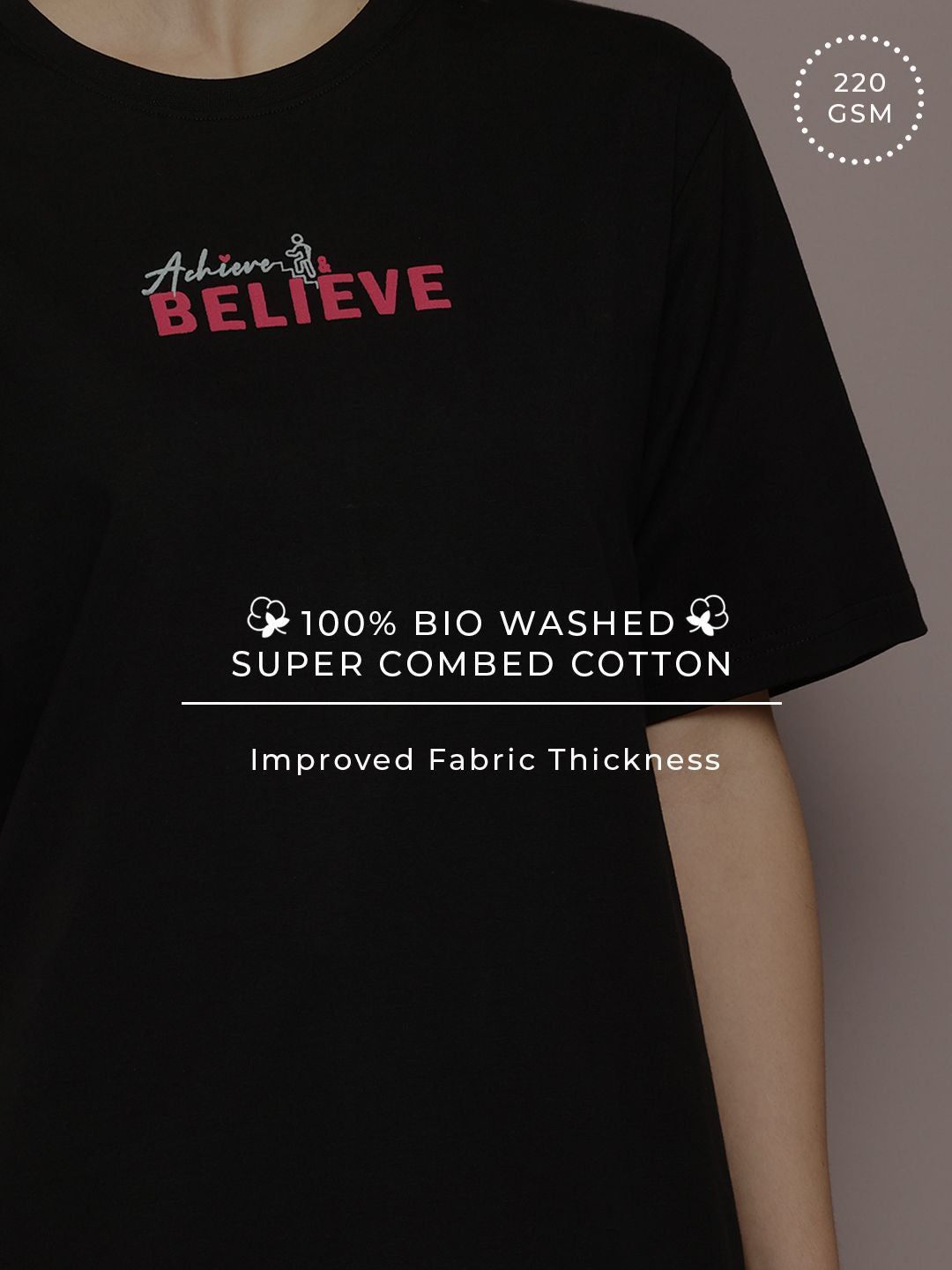 DILLINGER Women Typography Printed Embossed Oversized T-shirt