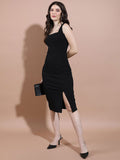 Tokyo Talkies Black Square Neck Bodycon Dress