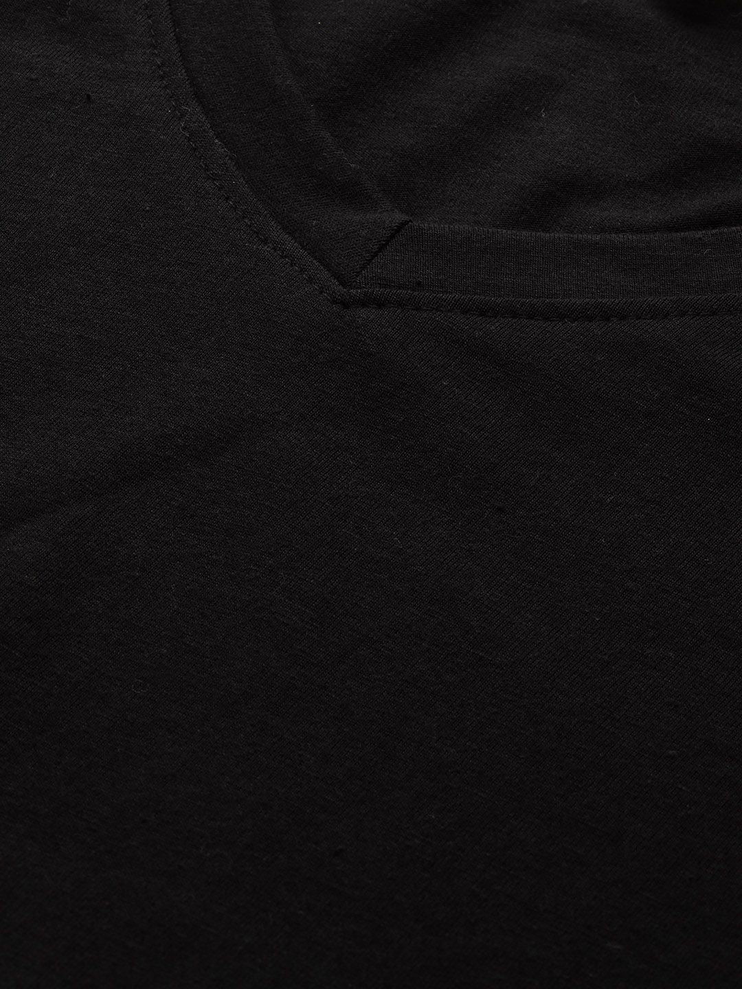 all about you Women Black Solid V-Neck T-shirt