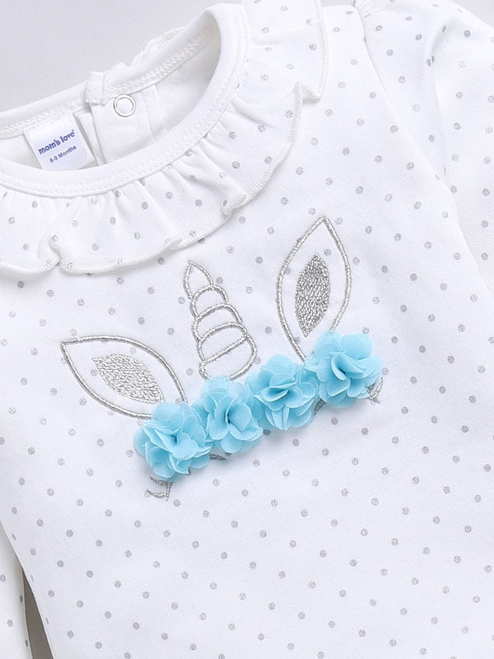 Moms Love Girls Pure Cotton Printed Top with Trousers