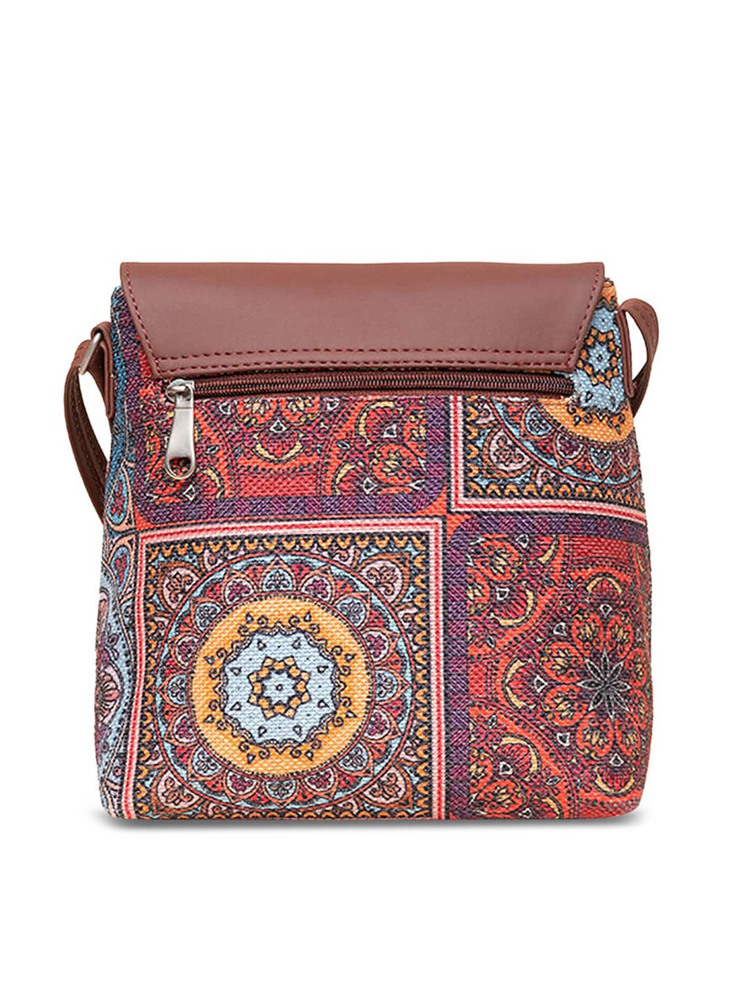 ZOUK Ethnic Motifs Printed Structured Sling Bag