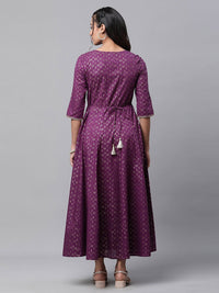 AURELIA Ethnic Motifs Printed Flared Pure Cotton A-Line Maxi Dress