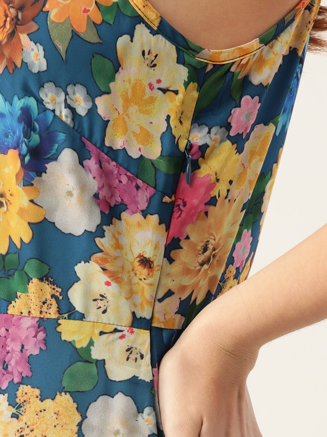 DressBerry Blue & Yellow Floral Maxi Dress