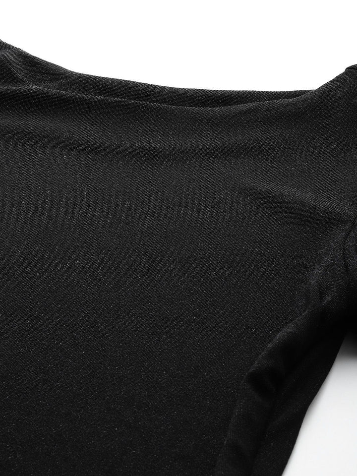 DressBerry Shimmer Finish Ruched Detail Puff Sleeve Mini Dress