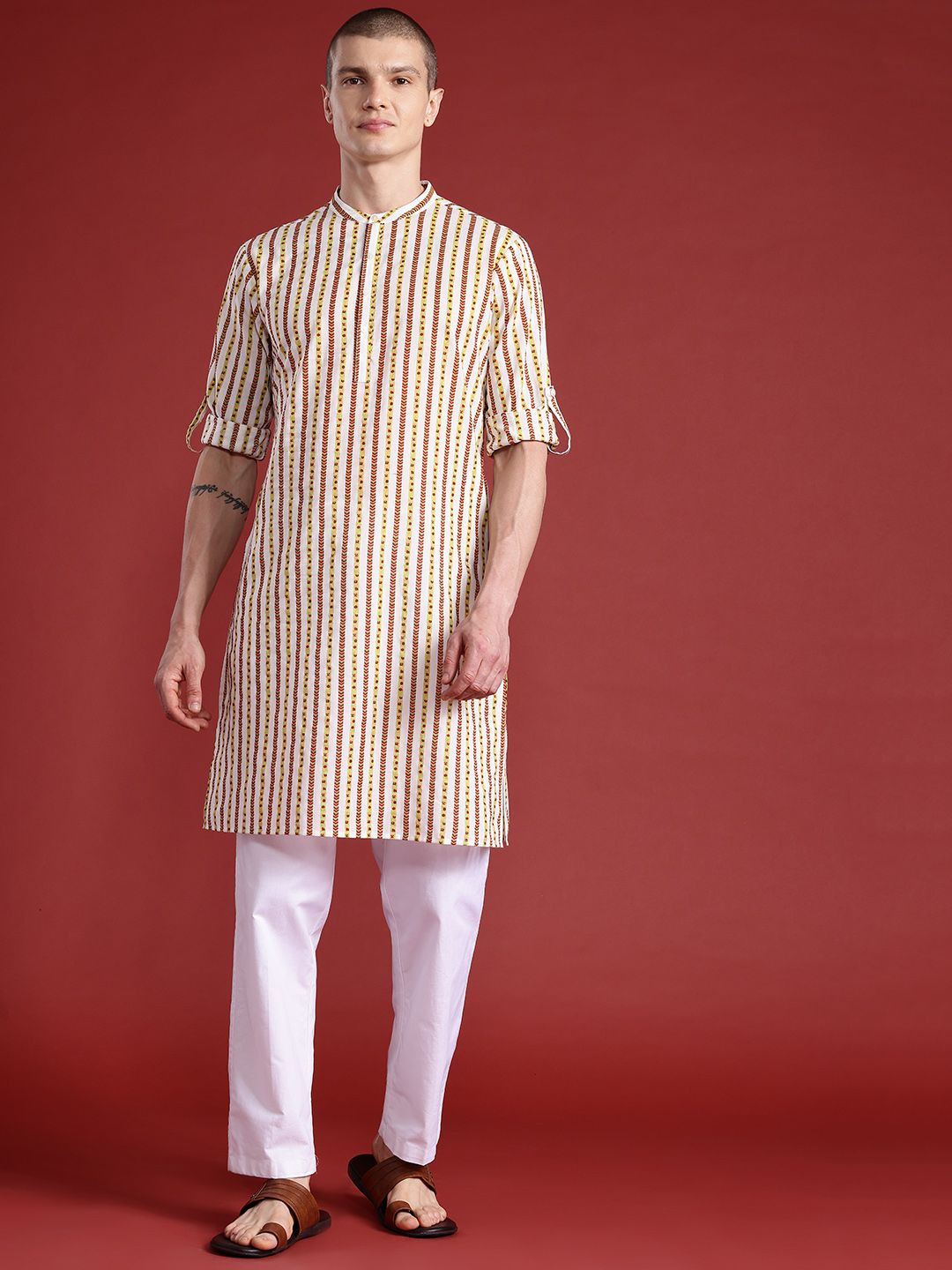 Anouk Pure Cotton Striped Kurta