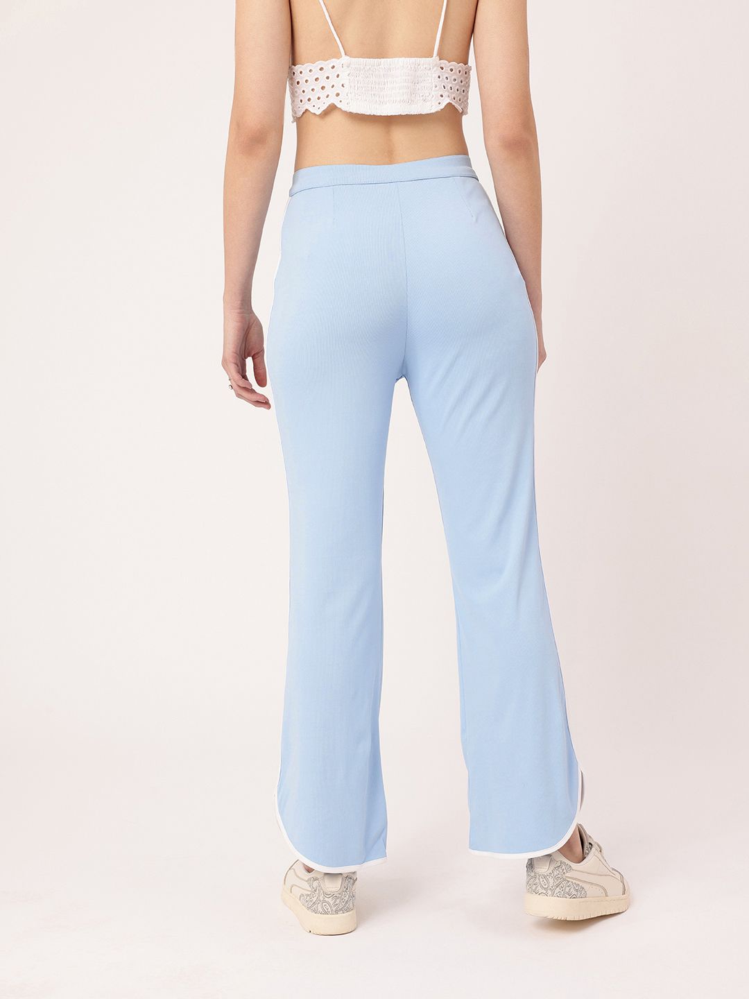 DressBerry Women Subculture Swag Ribbed High-Rise Sided Slits Trousers