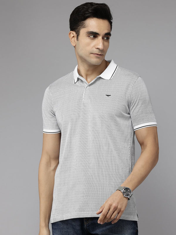 Park Avenue Striped Monochrome Slim Fit Polo T-shirt