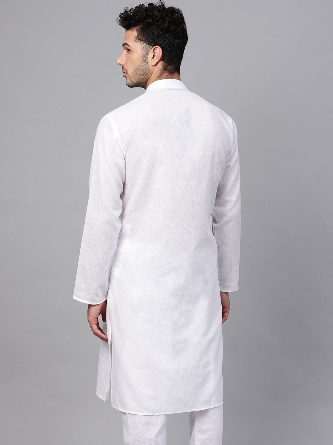 SOJANYA Men White Solid Straight Kurta