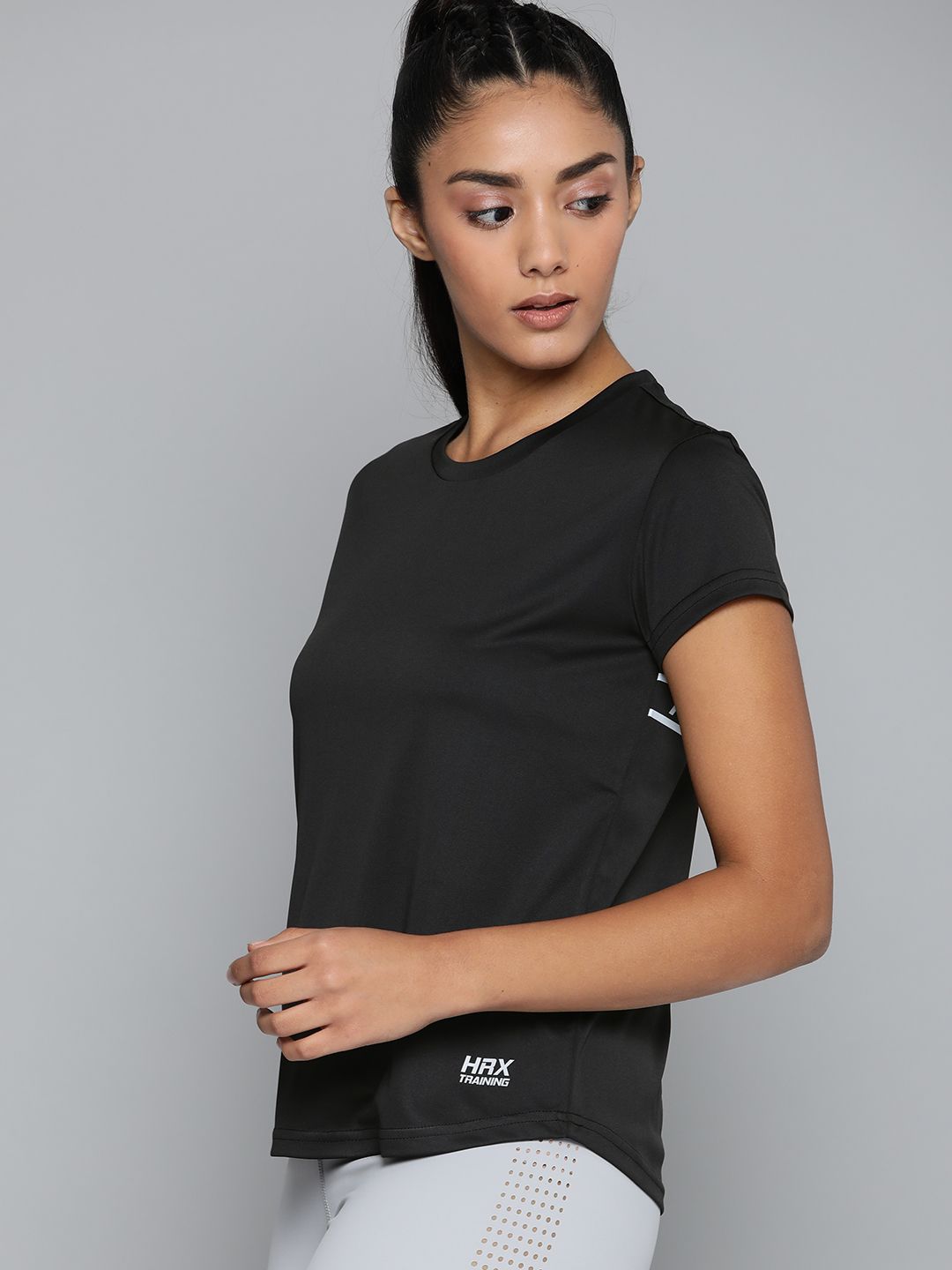 HRX by Hrithik Roshan Training Women JET BLACK Rapid-Dry Typography Tshirts