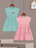 HELLCAT Girls Cotton Pack Of 2 Print A-Line Dress